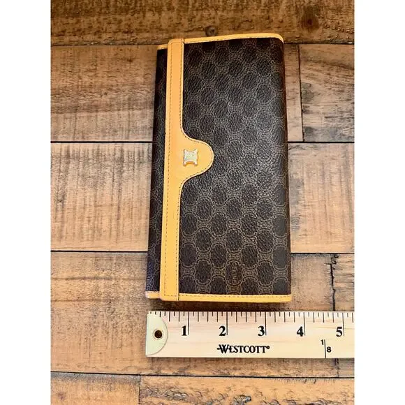 Céline Macadam Long wallet Classic Brown w/Tan leather trim